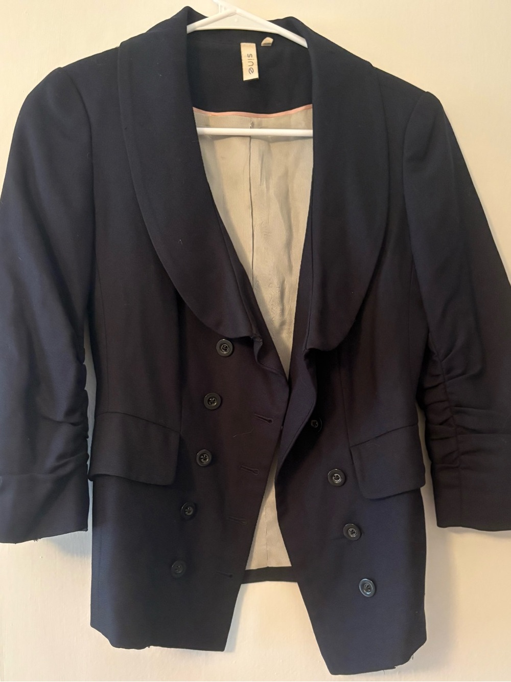 Women’s Navy Shawl Collar Double-Breasted Blazer